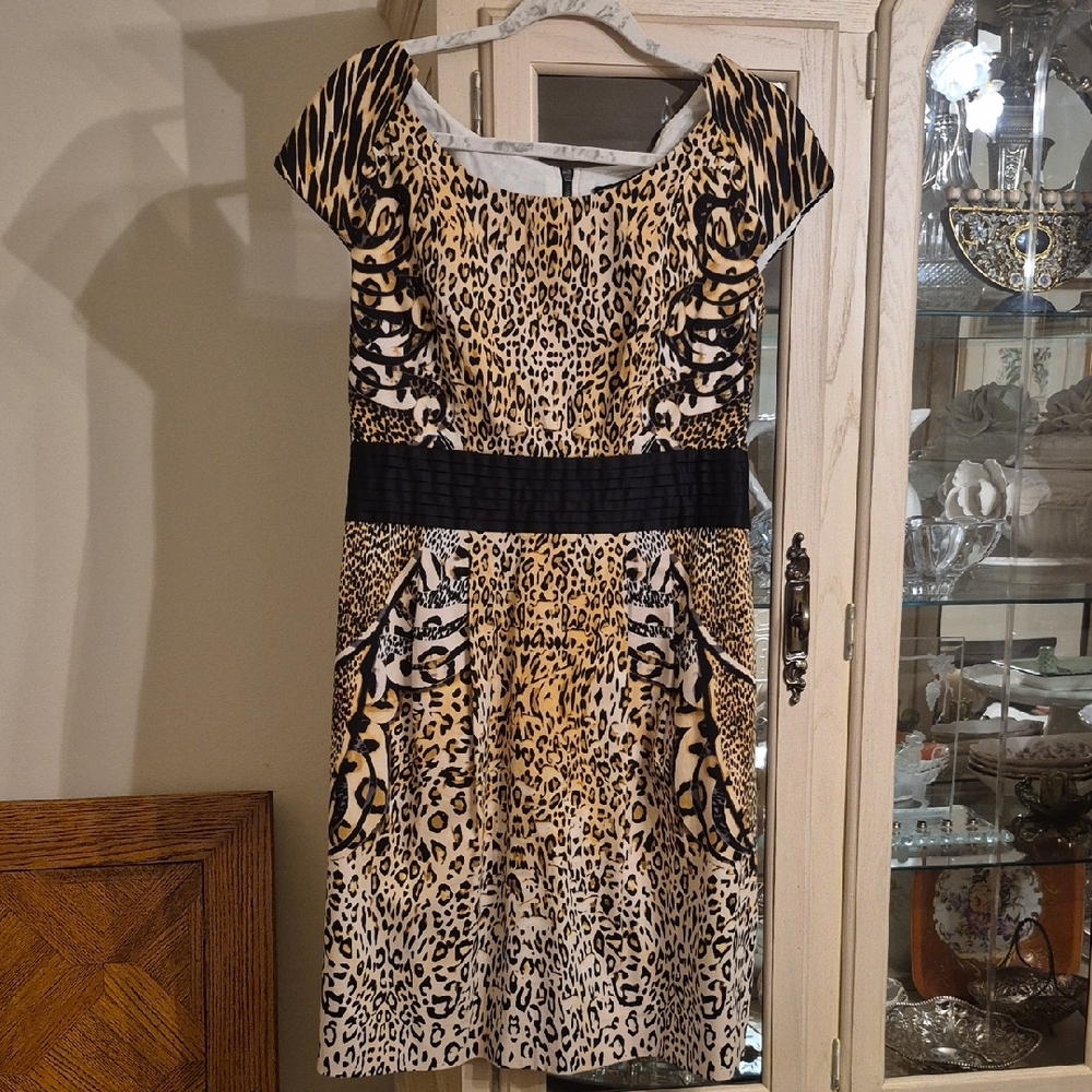 Etcetera Leopard Print Mini Dress with Black Details